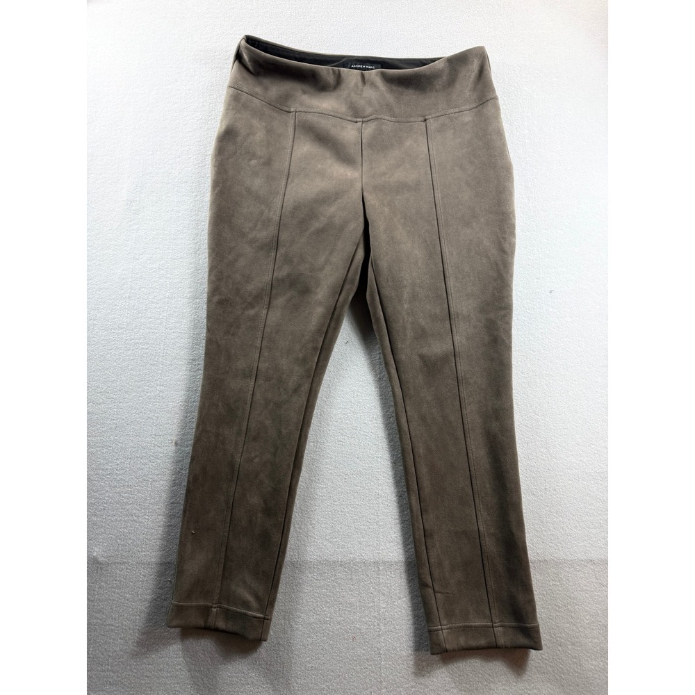 Andrew Marc Faux Suede Leggings Women XL Brown Seamed Pull On 38x28
